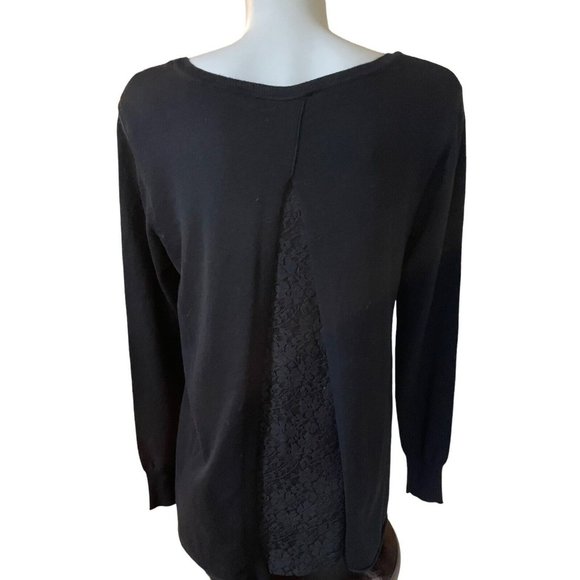 YEST Sweater Tunic Women's Size 8 Front Sweater Back Black Lace NWT $88 - Picture 7 of 9